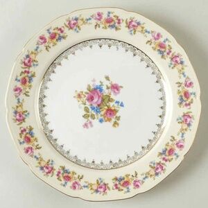 Vintage Japan Gold Castle Hostess  Dinner Plate / Multi Color Flowers